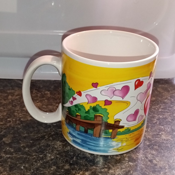 VINTAGE 1987 Disney Donald Duck & Daffy Duck Valentines Mug Love Quote Mug - Picture 6 of 12